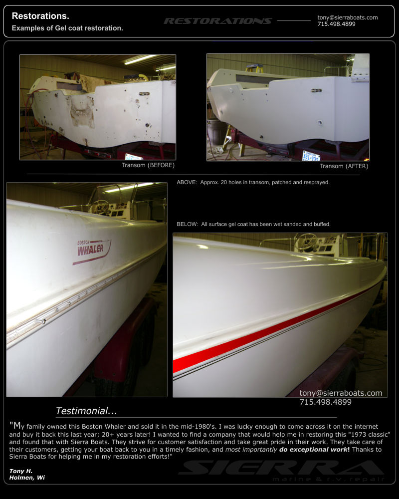 Sierra Power Boats Gel coat repair & restoration